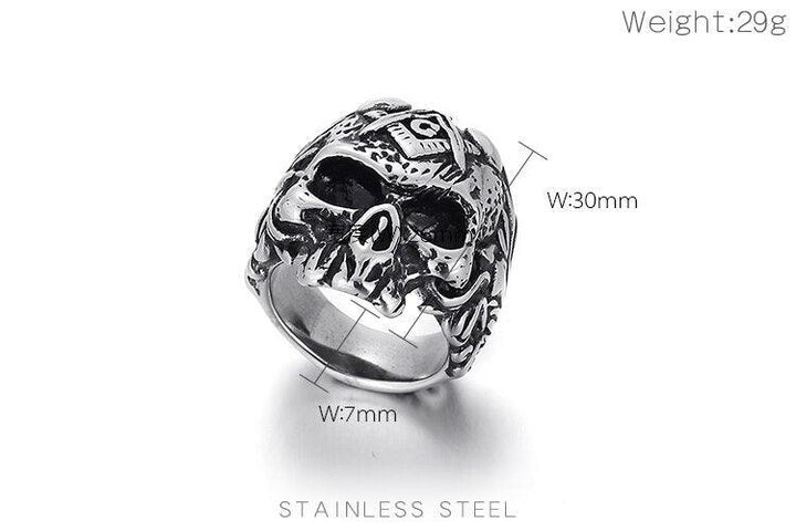 KALEN Stainless Steel Ghost Head Skull Ring For Men Punk Jewelry.