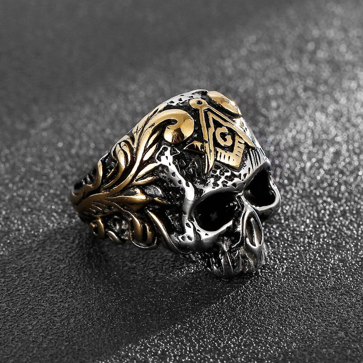 KALEN Stainless Steel Ghost Head Skull Ring For Men Punk Jewelry.