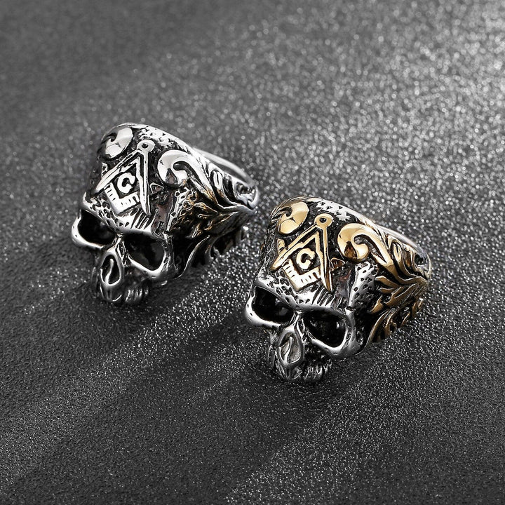 KALEN Stainless Steel Ghost Head Skull Ring For Men Punk Jewelry.