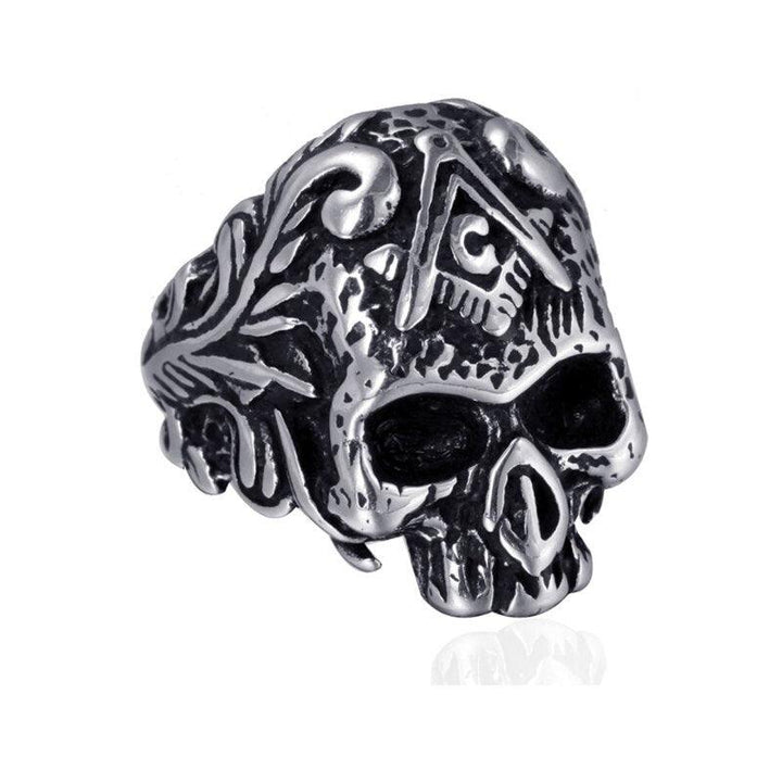 KALEN Stainless Steel Ghost Head Skull Ring For Men Punk Jewelry.