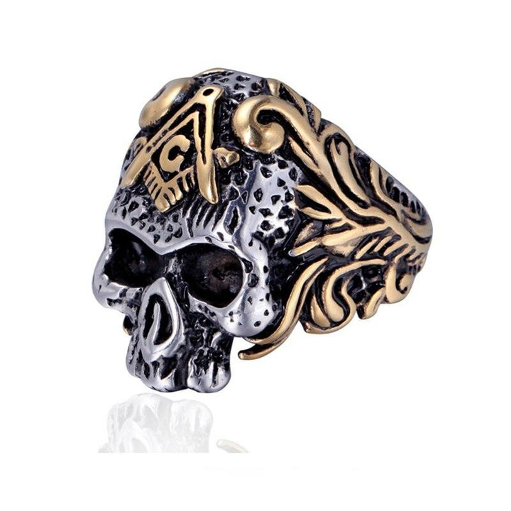 KALEN Stainless Steel Ghost Head Skull Ring For Men Punk Jewelry.