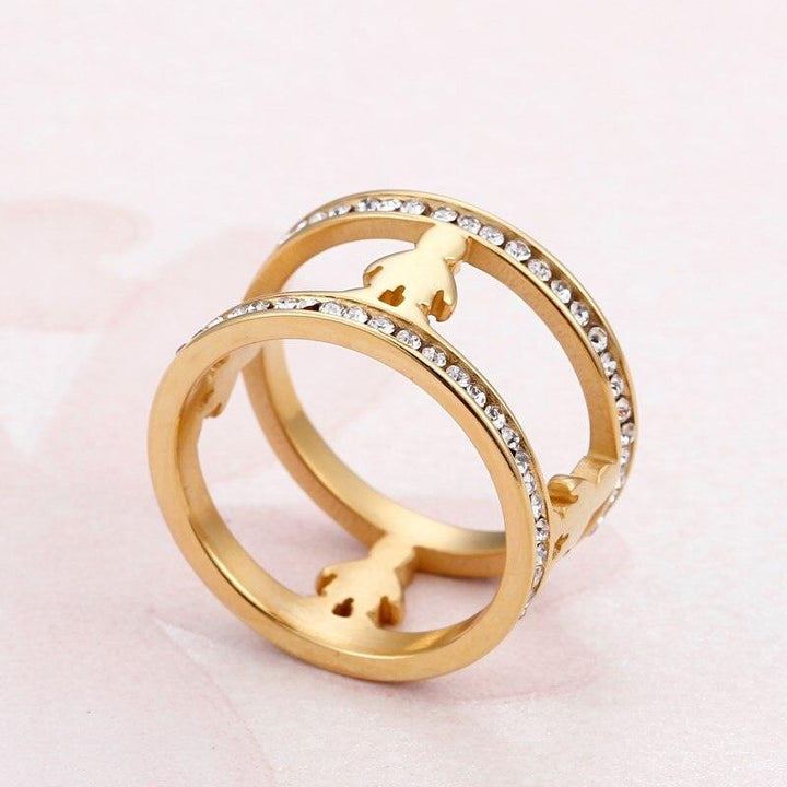 KALEN Stainless Steel Girl Charm Rings For Women Size 6-9 Rhinestone Cartoon Girl Finger Midi Rings Female Jewelry.