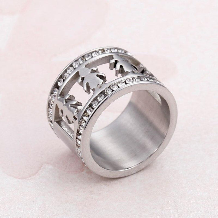 KALEN Stainless Steel Girl Charm Rings For Women Size 6-9 Rhinestone Cartoon Girl Finger Midi Rings Female Jewelry.