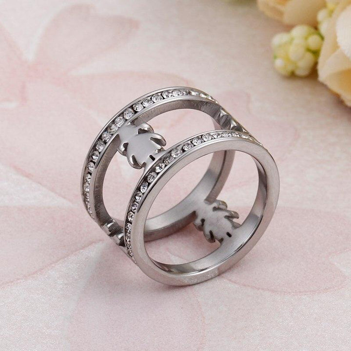 KALEN Stainless Steel Girl Charm Rings For Women Size 6-9 Rhinestone Cartoon Girl Finger Midi Rings Female Jewelry.