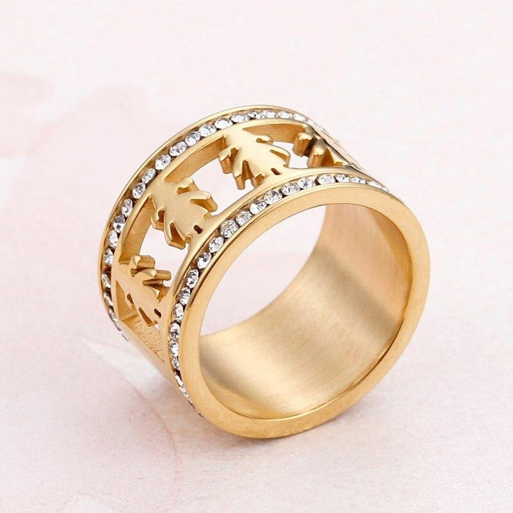 KALEN Stainless Steel Girl Charm Rings For Women Size 6-9 Rhinestone Cartoon Girl Finger Midi Rings Female Jewelry.