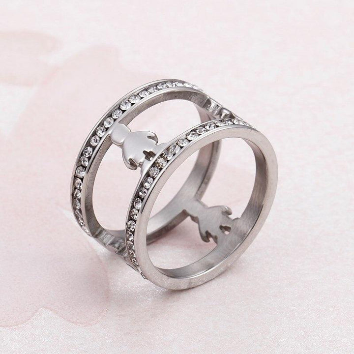 KALEN Stainless Steel Girl Charm Rings For Women Size 6-9 Rhinestone Cartoon Girl Finger Midi Rings Female Jewelry.