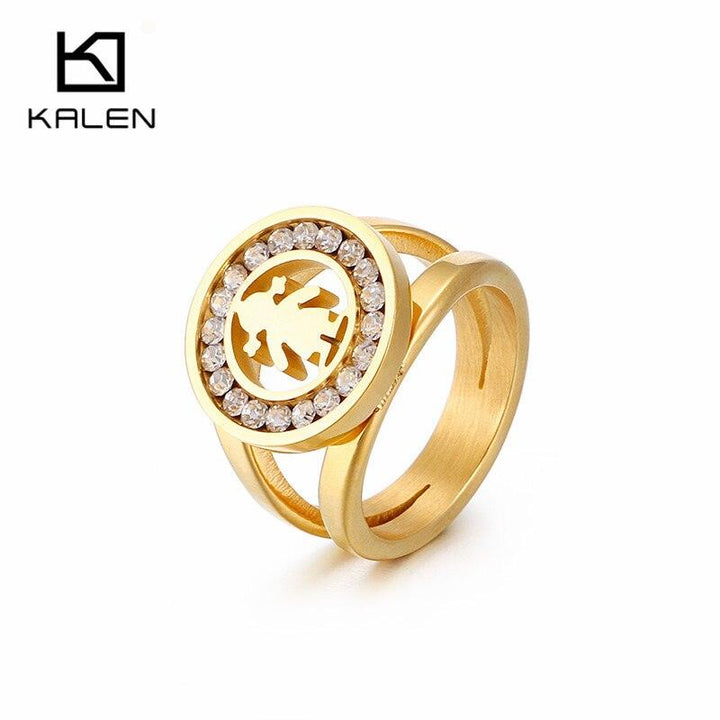 KALEN Stainless Steel Girl Charm Rings For Women Size 6-9 Rhinestone Cartoon Girl Finger Midi Rings Female Jewelry.