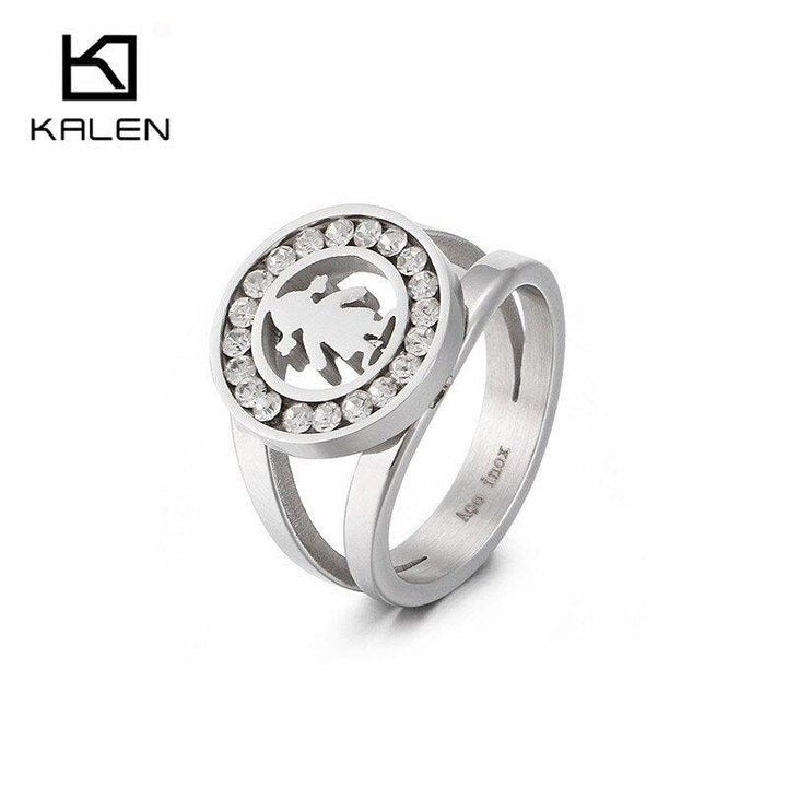 KALEN Stainless Steel Girl Charm Rings For Women Size 6-9 Rhinestone Cartoon Girl Finger Midi Rings Female Jewelry.