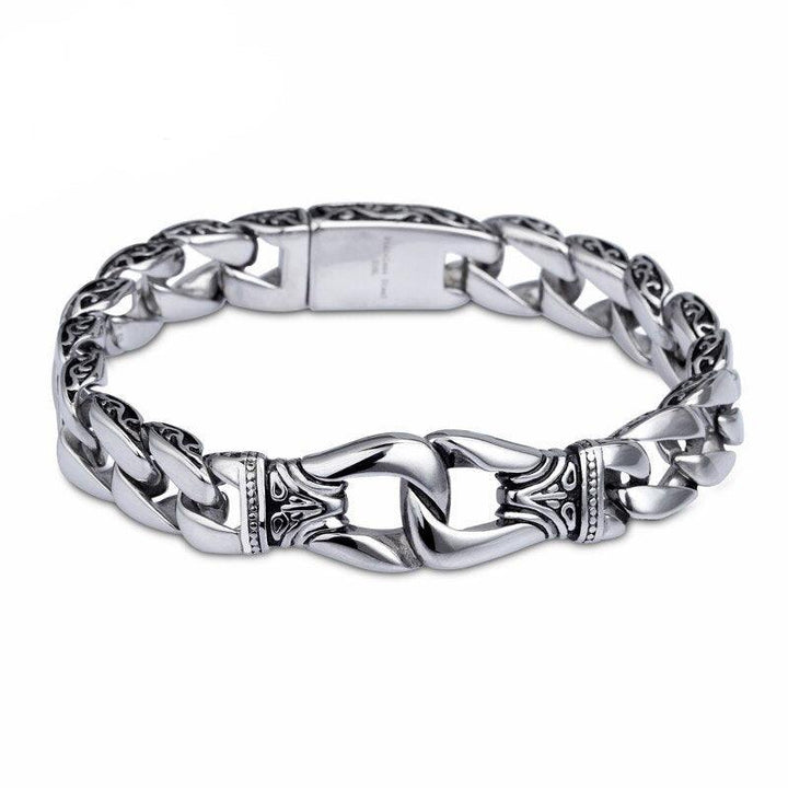 KALEN Stainless Steel Handcuff Charm Bracelet For Men 22cm High Polished Cuban Chain Wristband Homme Jewelry.