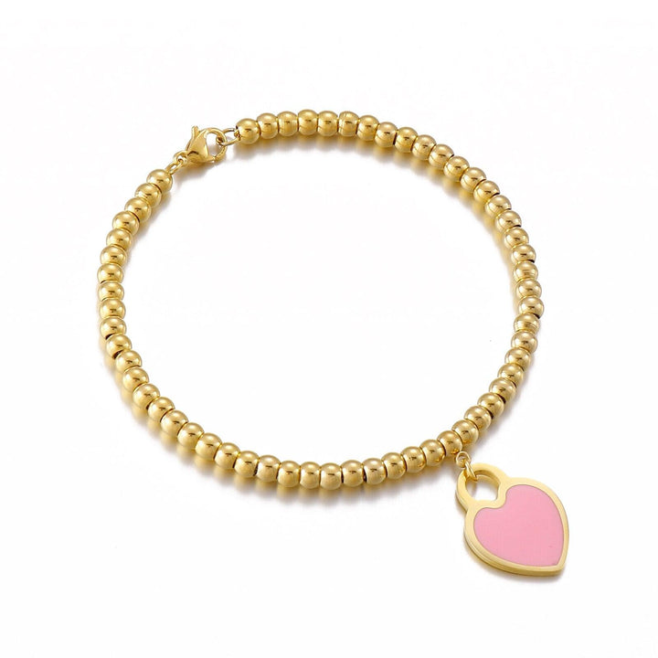 Kalen Stainless Steel Heart Bracelet Love Pink Heart Bracelet for Women Luxury Necklace Gold Silver Color women Bracelet.