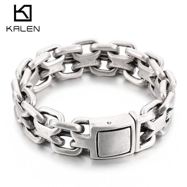 KALEN Stainless Steel Heavy Double Zero Link Chain Fashional Retro Strong Man Bracelet Boy Gift.