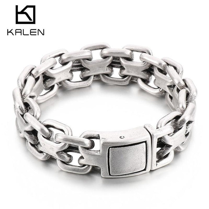 KALEN Stainless Steel Heavy Double Zero Link Chain Fashional Retro Strong Man Bracelet Boy Gift.