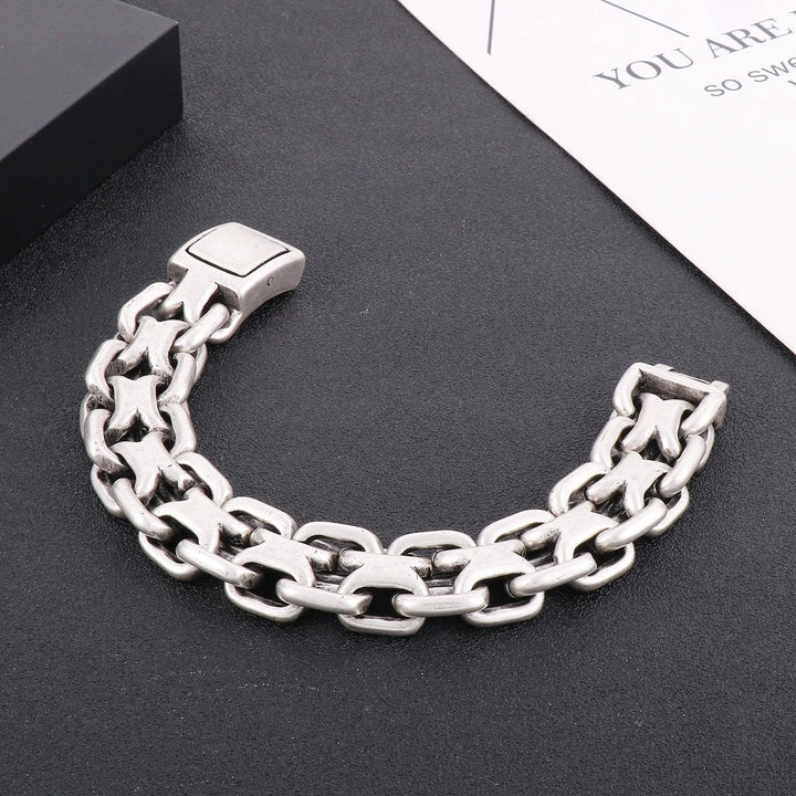 KALEN Stainless Steel Heavy Double Zero Link Chain Fashional Retro Strong Man Bracelet Boy Gift.