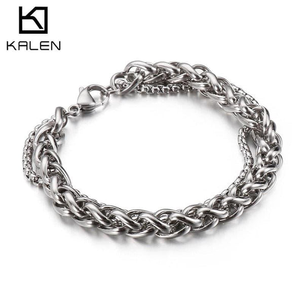 Kalen Stainless Steel High Quality Detachable Men's Bracelet Twisted Weaving Fashion Simple Jewelry Accessories.