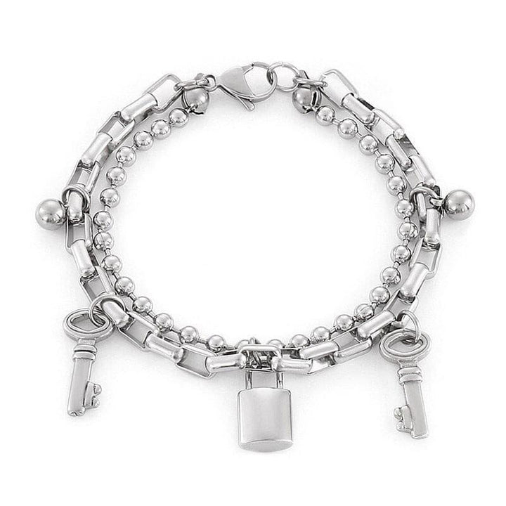 Kalen Stainless Steel Key Lock Bracelets For Women Party Gift Fashion Joyas de Beads Chain Charm Bracelets Jewelry.