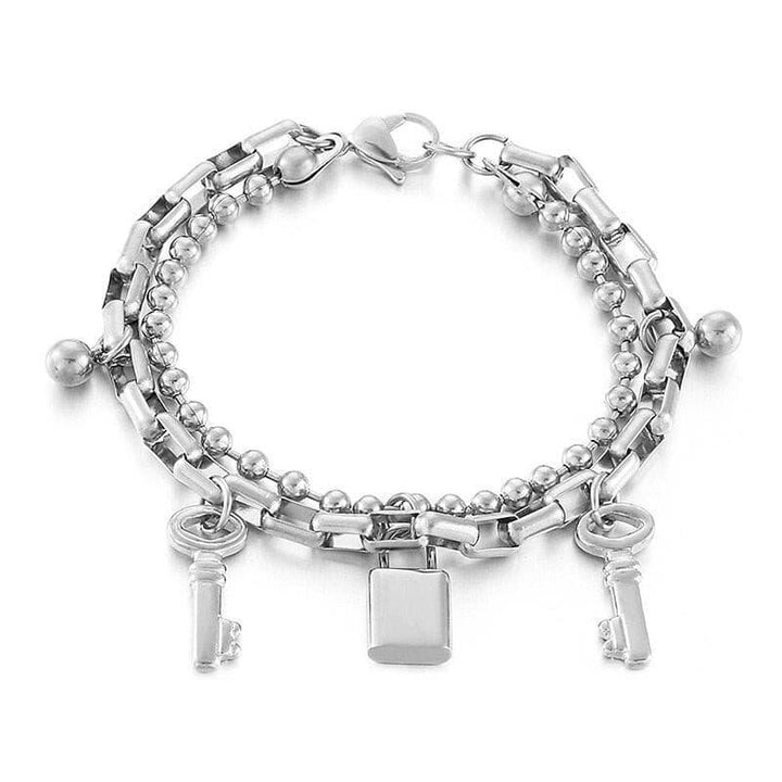 Kalen Stainless Steel Key Lock Bracelets For Women Party Gift Fashion Joyas de Beads Chain Charm Bracelets Jewelry.