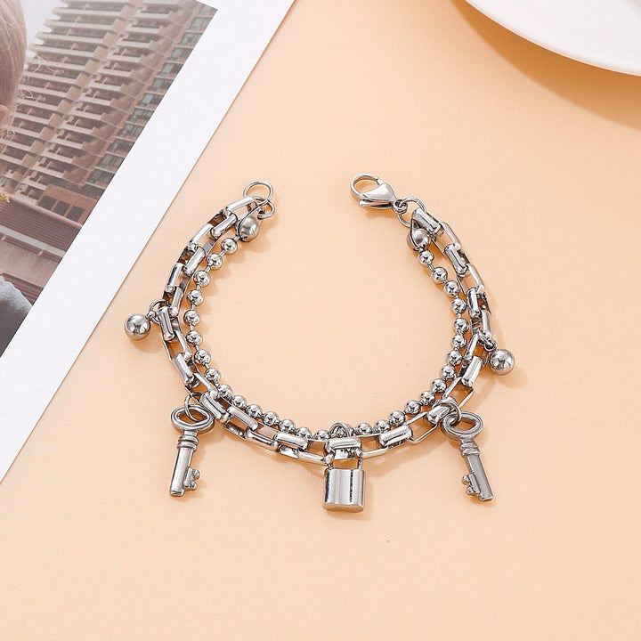 Kalen Stainless Steel Key Lock Bracelets For Women Party Gift Fashion Joyas de Beads Chain Charm Bracelets Jewelry.