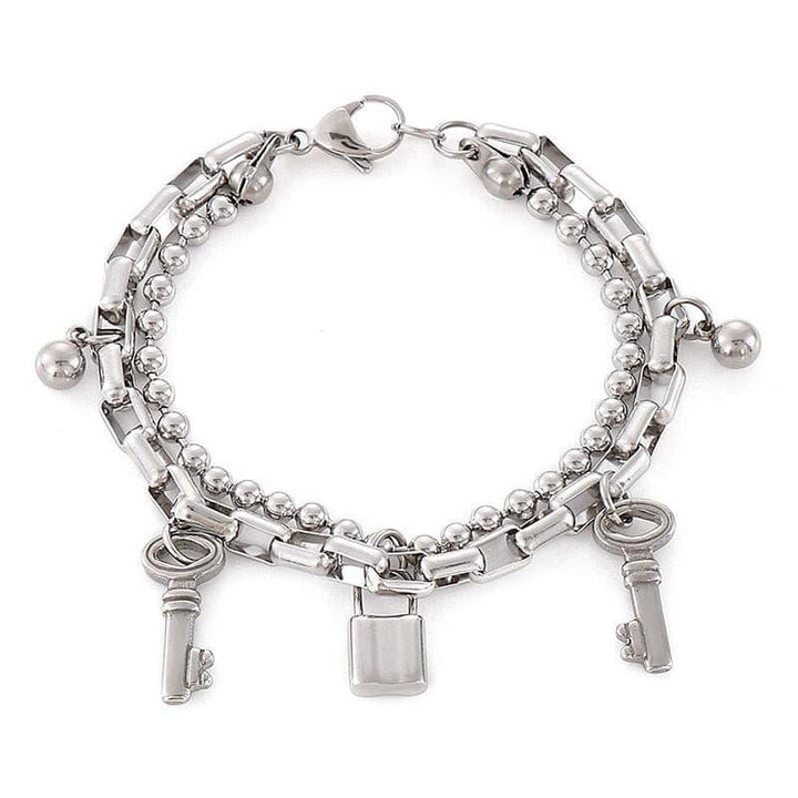 Kalen Stainless Steel Key Lock Bracelets For Women Party Gift Fashion Joyas de Beads Chain Charm Bracelets Jewelry.