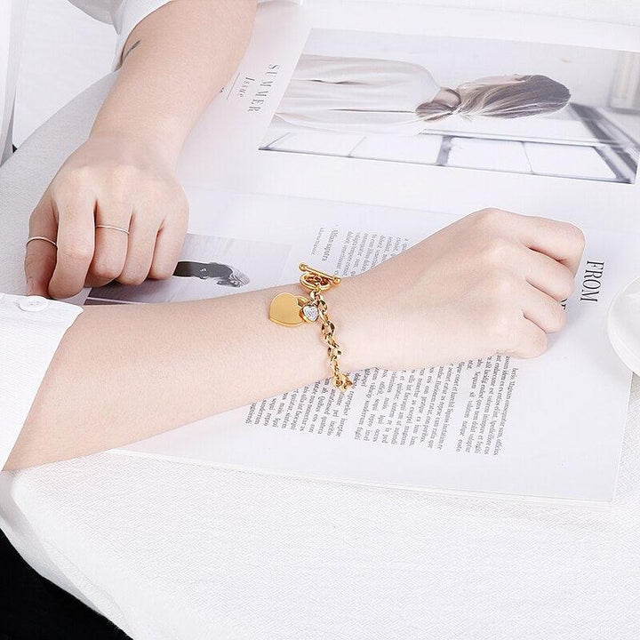 Kalen Stainless Steel Love Heart Bracelets For Women Party Gift Fashion Bileklik Bangle Jewelry Chain Charm Bracelets Jewelry.