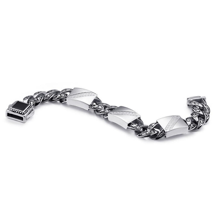 Kalen Stainless Steel Men's 2020 Bracelet O-chain 220mm Carved Symmetrical Square Punk Bracelets Jewelry.