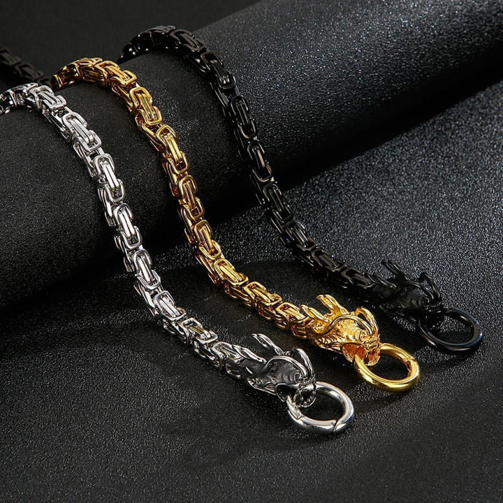 Kalen Stainless Steel Men's Hip Hop Rock Style Necklace Dragon Accessory Animal Decoration Jewelry.