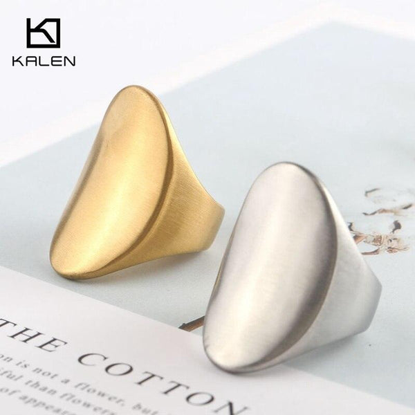 KALEN Stainless Steel Modern Wrap Wide Ring for Women Geometric Finger Statement Ring Party Layered Chic Jewelry.