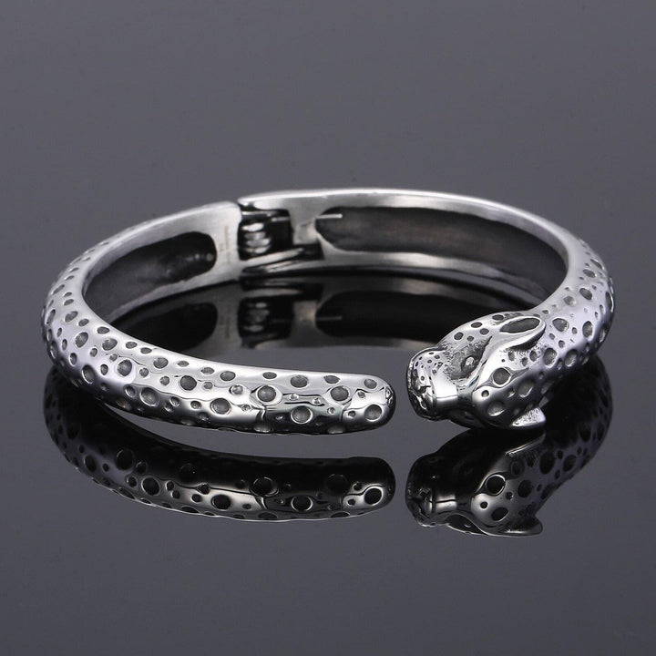 KALEN Stainless Steel Open Leopard Head Bracelet For Men Stainless Steel Men's Bangles Punk Jewelry.