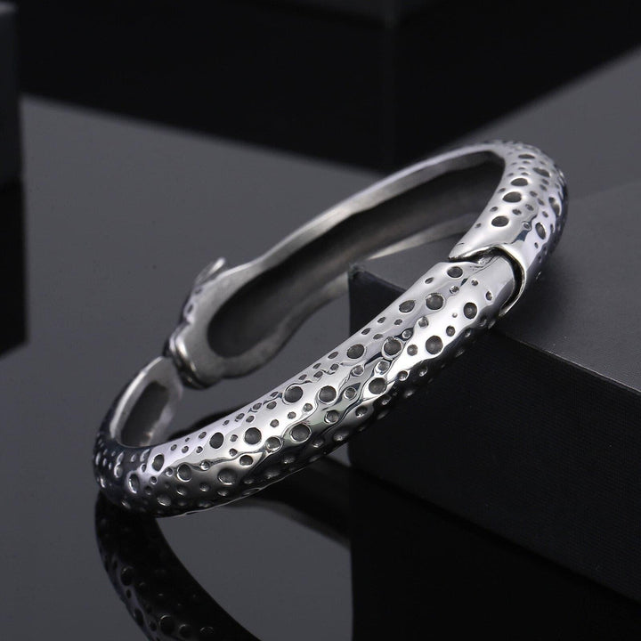 KALEN Stainless Steel Open Leopard Head Bracelet For Men Stainless Steel Men's Bangles Punk Jewelry.