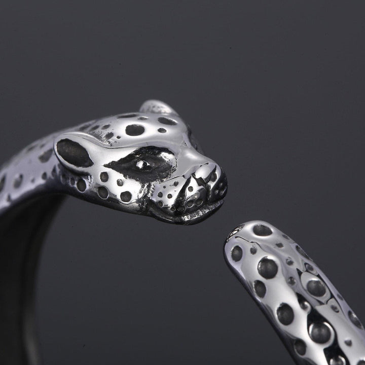 KALEN Stainless Steel Open Leopard Head Bracelet For Men Stainless Steel Men's Bangles Punk Jewelry.