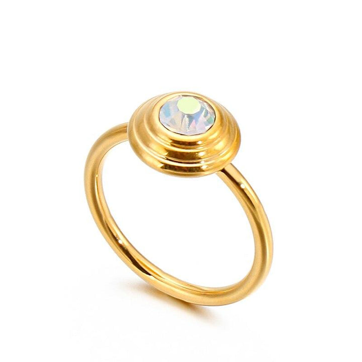 KALEN Stainless Steel Peru Lima Gold Rings For Women Bohemia Colorful Crystal Stone Charm Finger Rings Girls Friendship Gifts.