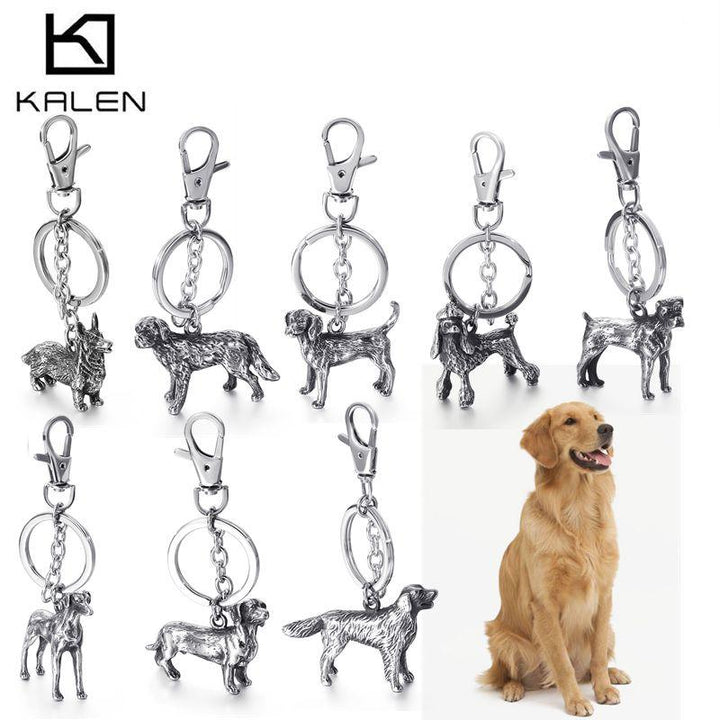 KALEN Stainless Steel Pet Dog Key Chains Men Women Animal Corgi Labrador Shepherd Poodle Dog Key Chain Jewelry Gifts.