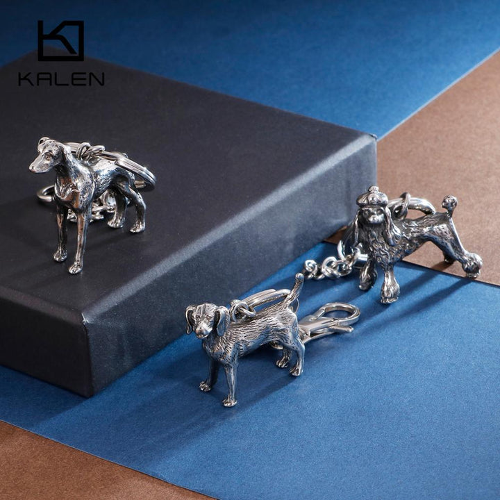 KALEN Stainless Steel Pet Dog Key Chains Men Women Animal Corgi Labrador Shepherd Poodle Dog Key Chain Jewelry Gifts.