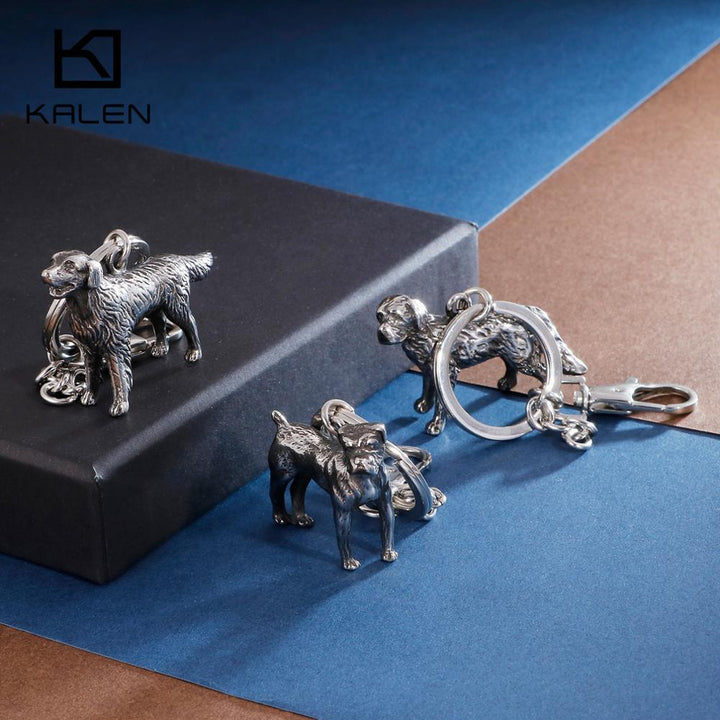 KALEN Stainless Steel Pet Dog Key Chains Men Women Animal Corgi Labrador Shepherd Poodle Dog Key Chain Jewelry Gifts.