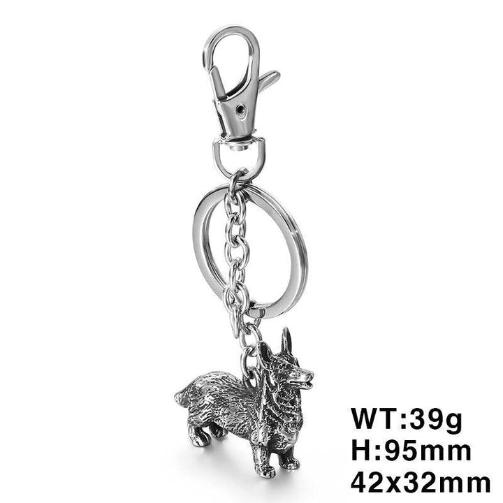 KALEN Stainless Steel Pet Dog Key Chains Men Women Animal Corgi Labrador Shepherd Poodle Dog Key Chain Jewelry Gifts.