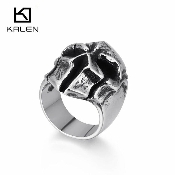 KALEN Stainless Steel Punk Skull Rings For Men Size 7-12 GoldBlack Skull Finger Midi Rings Male Gothic Party Jewelry.