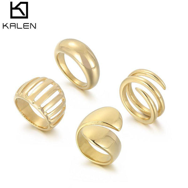 KALEN Stainless Steel Ring Anillo Ringen Anillos Mujer Women Rings Gold Colors Matching Jewlery Fashion Gifts Accessories.