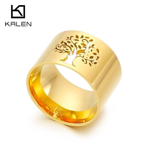 Kalen Stainless Steel Rings Tree Of Life Retro Exquisite Hollow Pattern Ring Ladies Party For Women Party Jewelry Gifts.