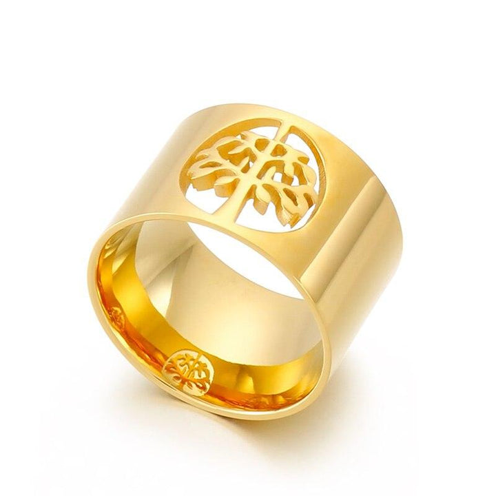 Kalen Stainless Steel Rings Tree Of Life Retro Exquisite Hollow Pattern Ring Ladies Party For Women Party Jewelry Gifts.