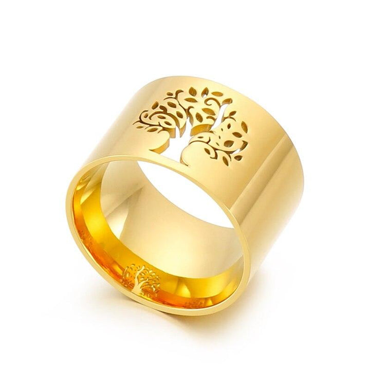 Kalen Stainless Steel Rings Tree Of Life Retro Exquisite Hollow Pattern Ring Ladies Party For Women Party Jewelry Gifts.