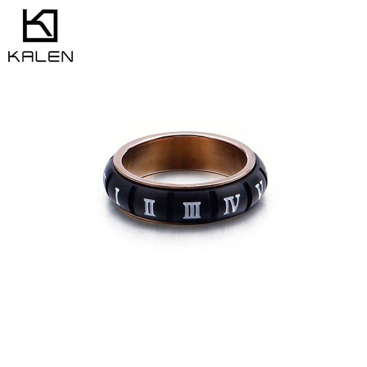 KALEN Stainless Steel Roman Numerals Anillo Hombre Boho Size 7-11 Men's Alliance Finger Rings Jewelry Accessories.