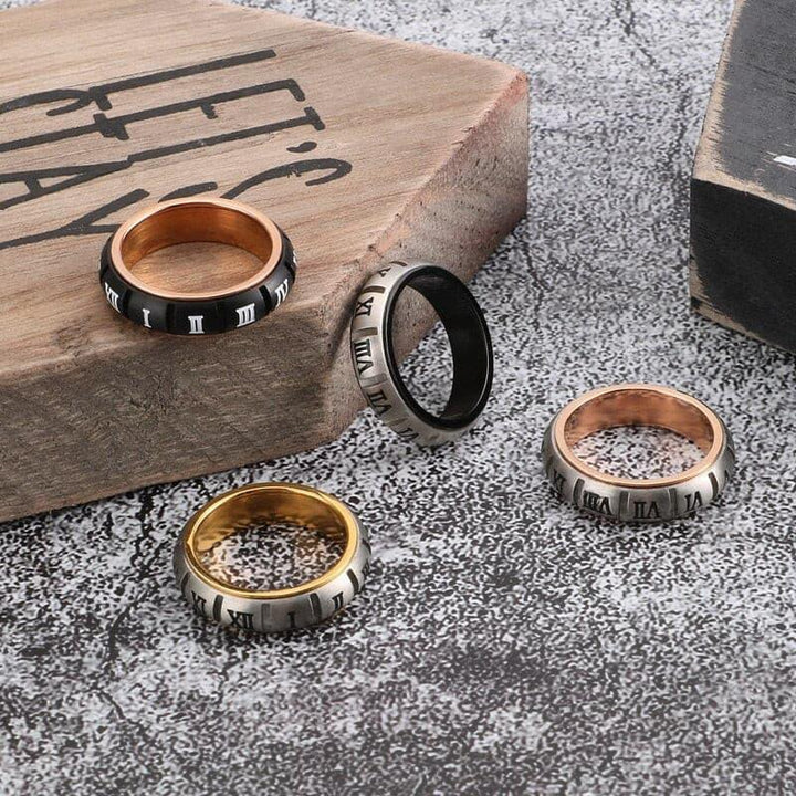 KALEN Stainless Steel Roman Numerals Anillo Hombre Boho Size 7-11 Men's Alliance Finger Rings Jewelry Accessories.