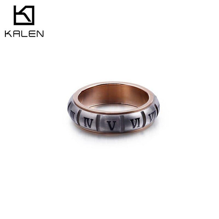 KALEN Stainless Steel Roman Numerals Anillo Hombre Boho Size 7-11 Men's Alliance Finger Rings Jewelry Accessories.