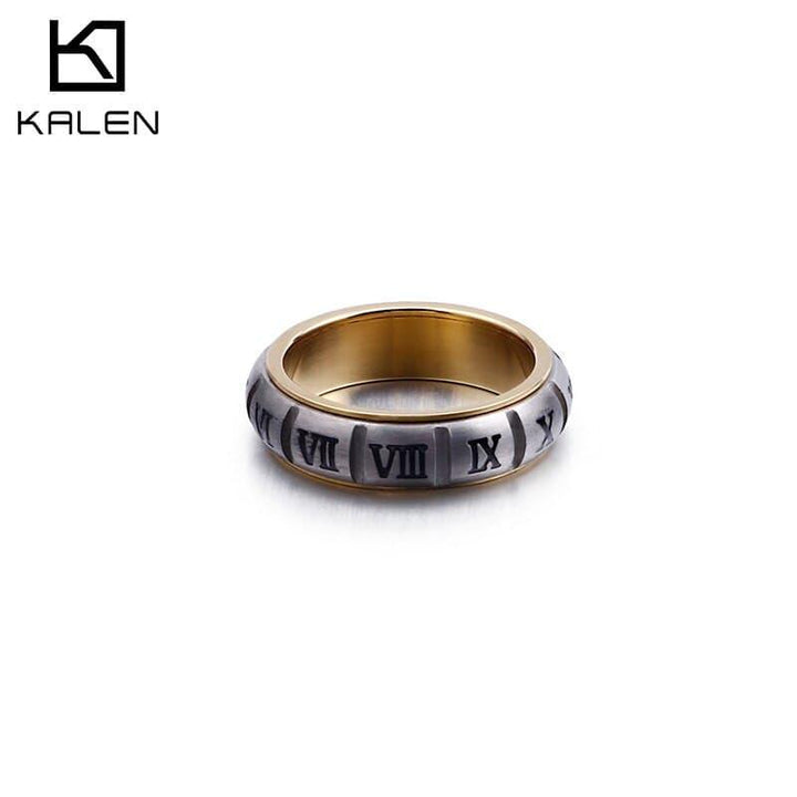 KALEN Stainless Steel Roman Numerals Anillo Hombre Boho Size 7-11 Men's Alliance Finger Rings Jewelry Accessories.