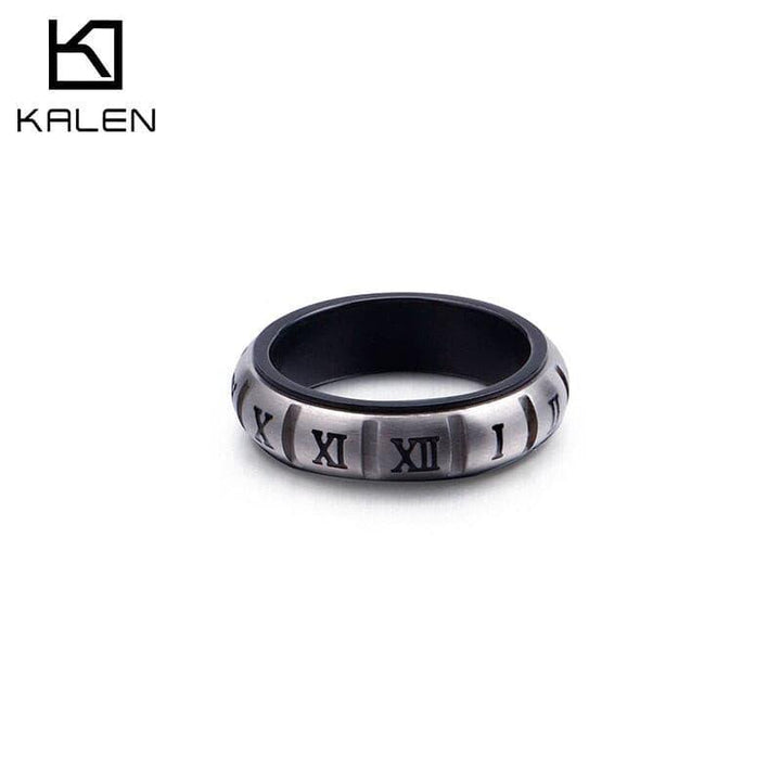 KALEN Stainless Steel Roman Numerals Anillo Hombre Boho Size 7-11 Men's Alliance Finger Rings Jewelry Accessories.