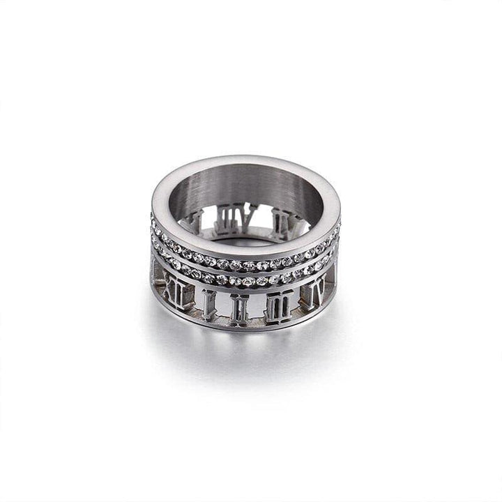 Kalen Stainless Steel Roman Numerals Rings For Women Bohemia Anillos Mujer Zircon Roman Numerals Wedding Bague Jewelry.