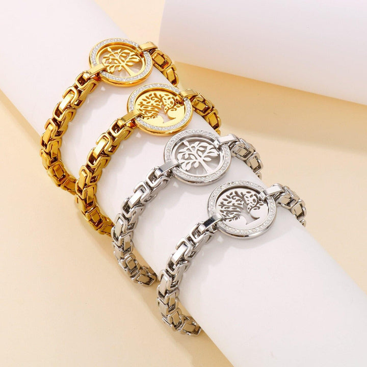 Kalen Stainless Steel Tree Of Life Chain Charm Bracelet for Women Accessories Charm Bracelet Fashion Bracelet Jewelry.