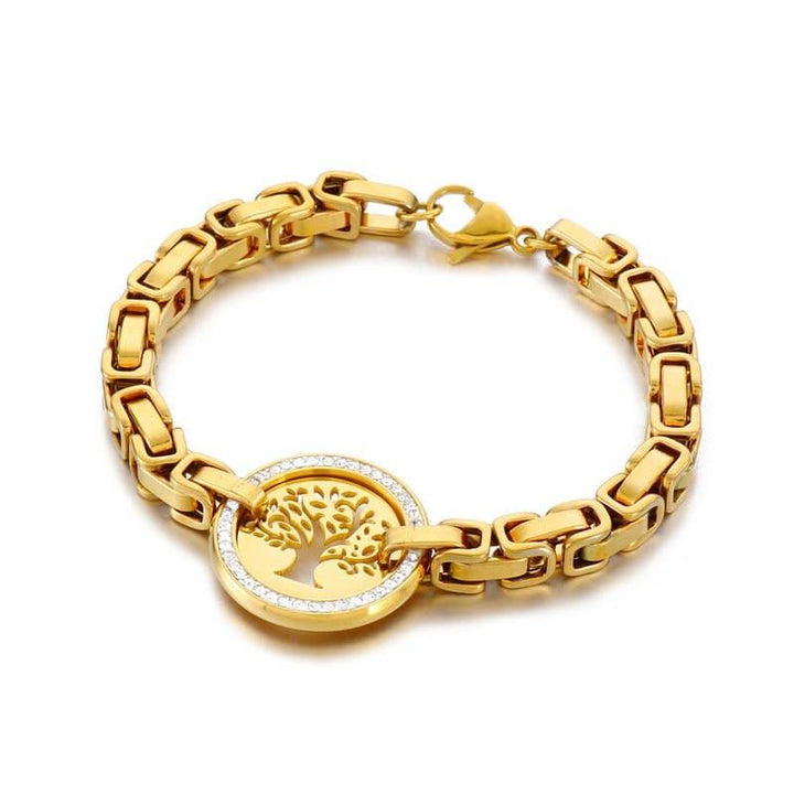 Kalen Stainless Steel Tree Of Life Chain Charm Bracelet for Women Accessories Charm Bracelet Fashion Bracelet Jewelry.