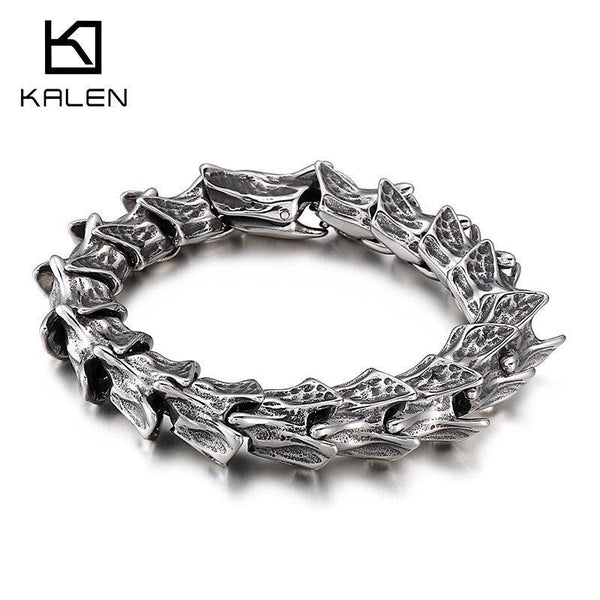 Kalen Vintage Punk Bracelet Men's Stainless Steel Animal Dragon Keel Jewelry  Street Culture.