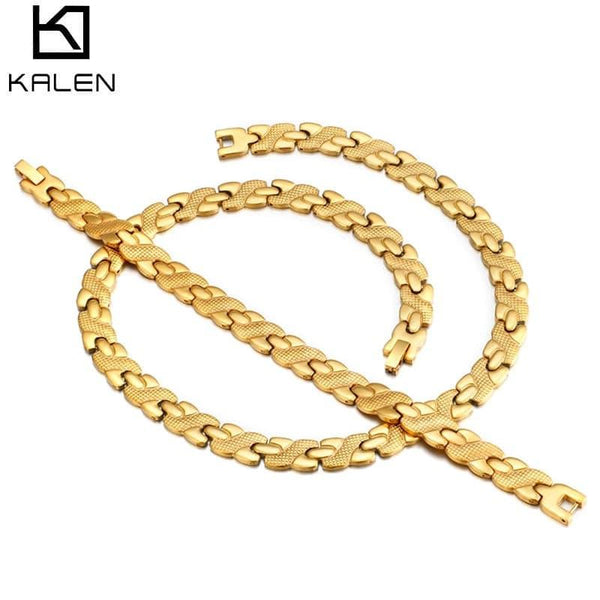 KALEN Stainless Steel Wedding Jewelry Sets Women Dubai Bohemian 6 Styles Bracelet &amp; Necklace Set Bijoux Acier Inoxydable Femme.