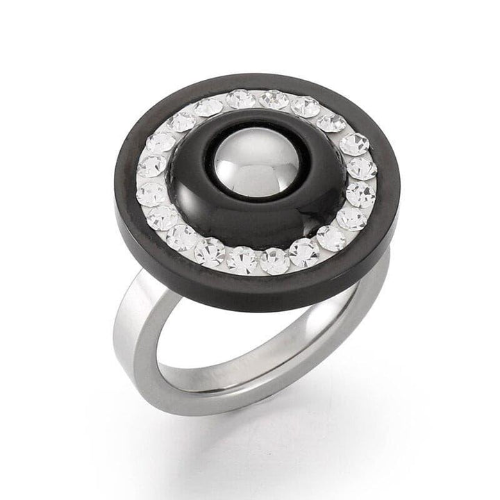 Kalen Stainless Steel Women Rings Jewelry Vintage Zircon Party Rhinestone Bright Black White Rings Never Fade Jewelry Gift.